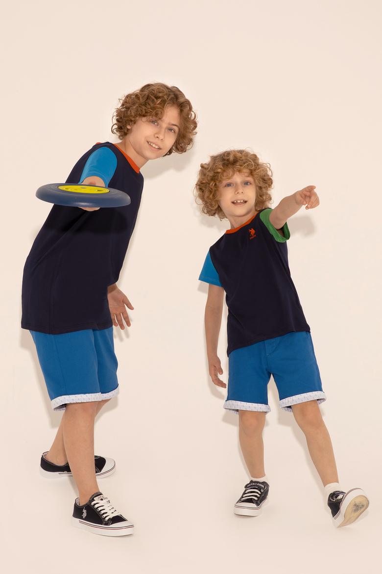 Erkek Çocuk Lacivert Bisiklet Yaka Tişört - 50284822025