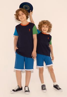 Erkek Çocuk Lacivert Bisiklet Yaka Tişört - 50284822025