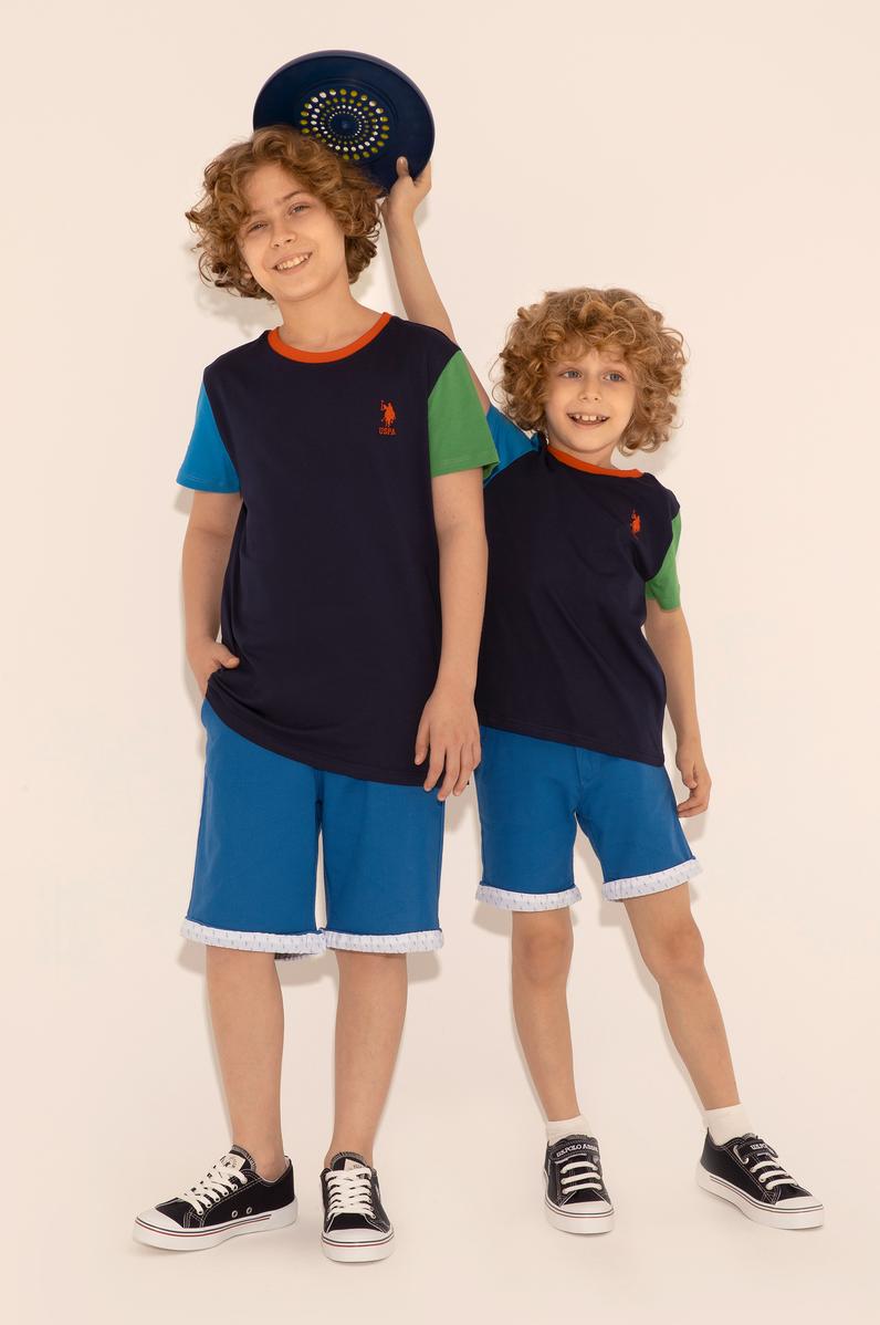 Erkek Çocuk Lacivert Bisiklet Yaka Tişört