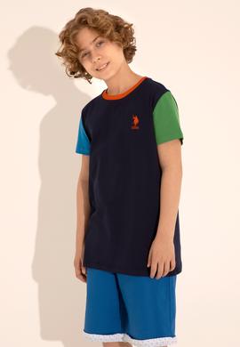 Erkek Çocuk Lacivert Bisiklet Yaka Tişört - 50284822025