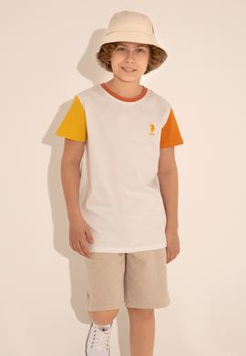 Erkek Çocuk Ekru Bisiklet Yaka Tişört - 50284822055