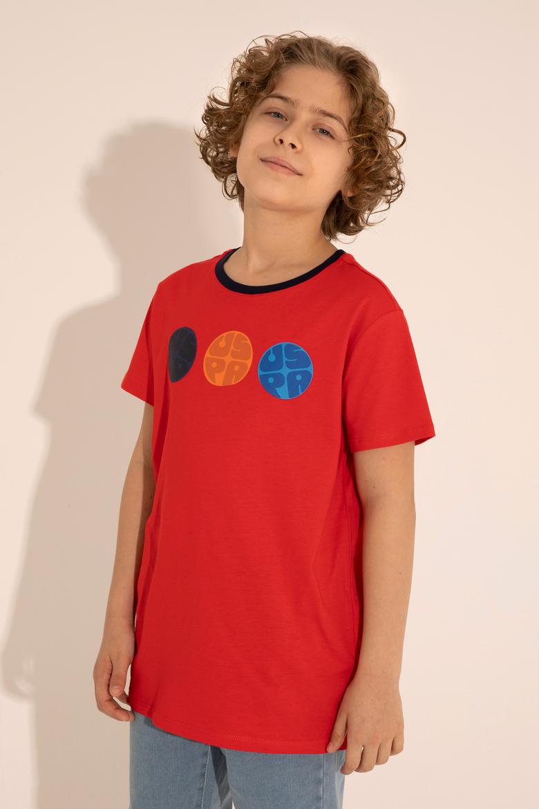 Erkek Çocuk Kırmızı Bisiklet Yaka Tişört - 50288057047