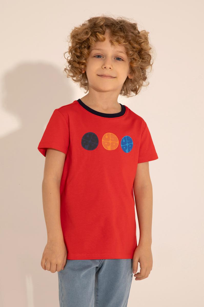 Erkek Çocuk Kırmızı Bisiklet Yaka Tişört
