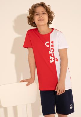 Erkek Çocuk Kırmızı Bisiklet Yaka Tişört - 50284889067