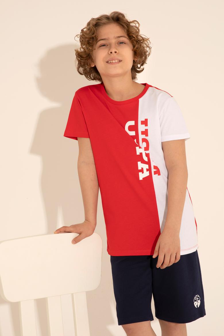 Erkek Çocuk Kırmızı Bisiklet Yaka Tişört - 50284889067