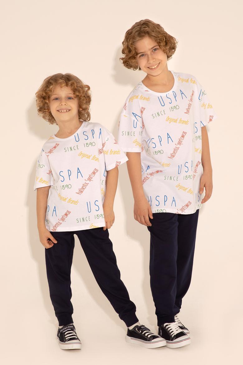 Erkek Çocuk Beyaz Bisiklet Yaka Tişört