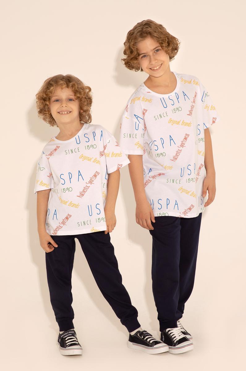 Erkek Çocuk Beyaz Bisiklet Yaka Tişört