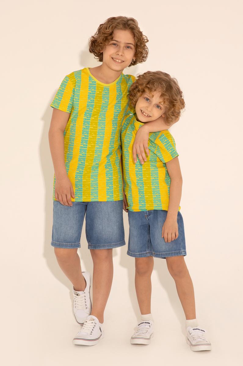 Erkek Çocuk Fıstık Yeşili Bisiklet Yaka Tişört