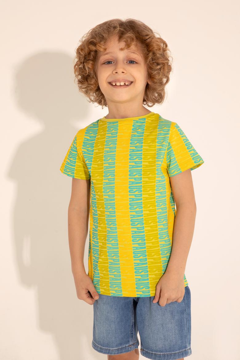 Erkek Çocuk Fıstık Yeşili Bisiklet Yaka Tişört - 50288049003