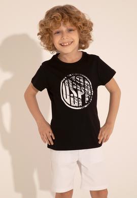 Erkek Çocuk Siyah Basic Bisiklet Yaka Tişört - 50284819105