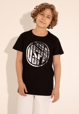 Erkek Çocuk Siyah Basic Bisiklet Yaka Tişört - 50284819105