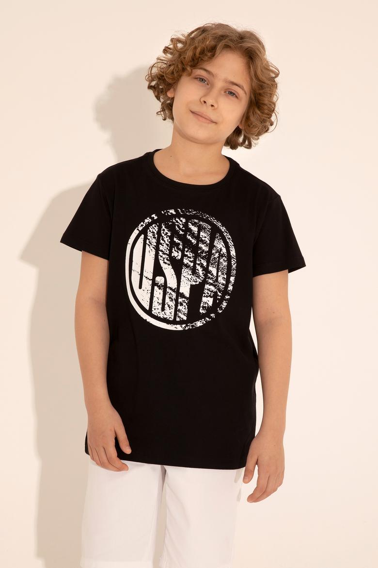Erkek Çocuk Siyah Basic Bisiklet Yaka Tişört - 50284819105