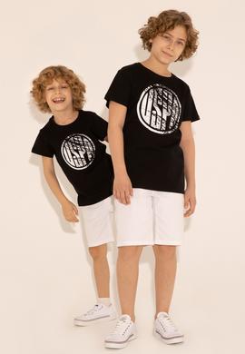 Erkek Çocuk Siyah Basic Bisiklet Yaka Tişört - 50284819105