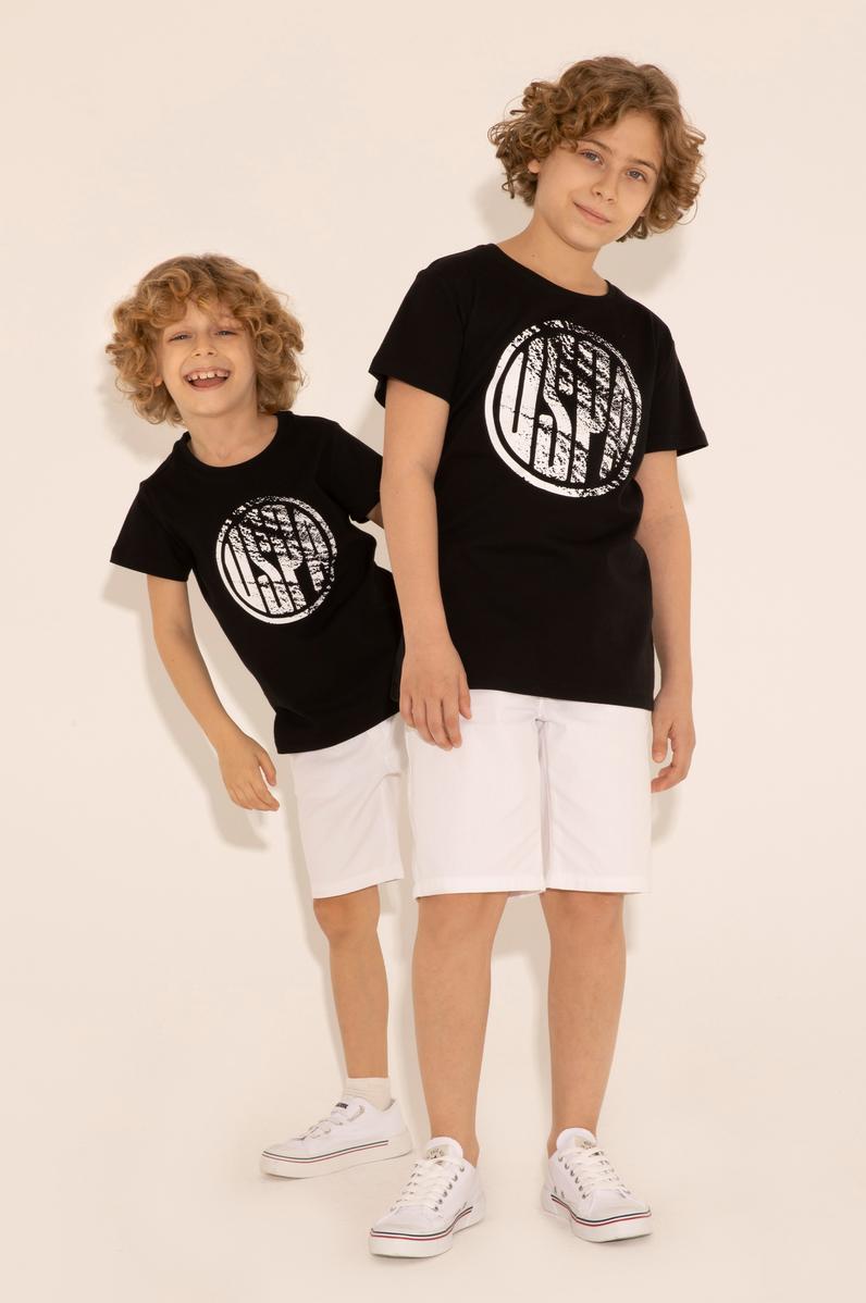 Erkek Çocuk Siyah Basic Bisiklet Yaka Tişört