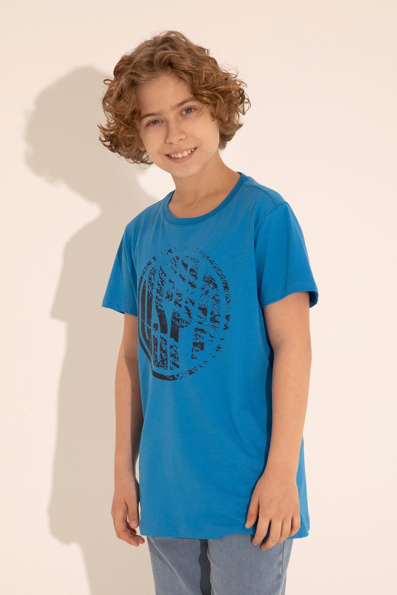 Erkek Çocuk Saks Basic Bisiklet Yaka Tişört - 50284819131