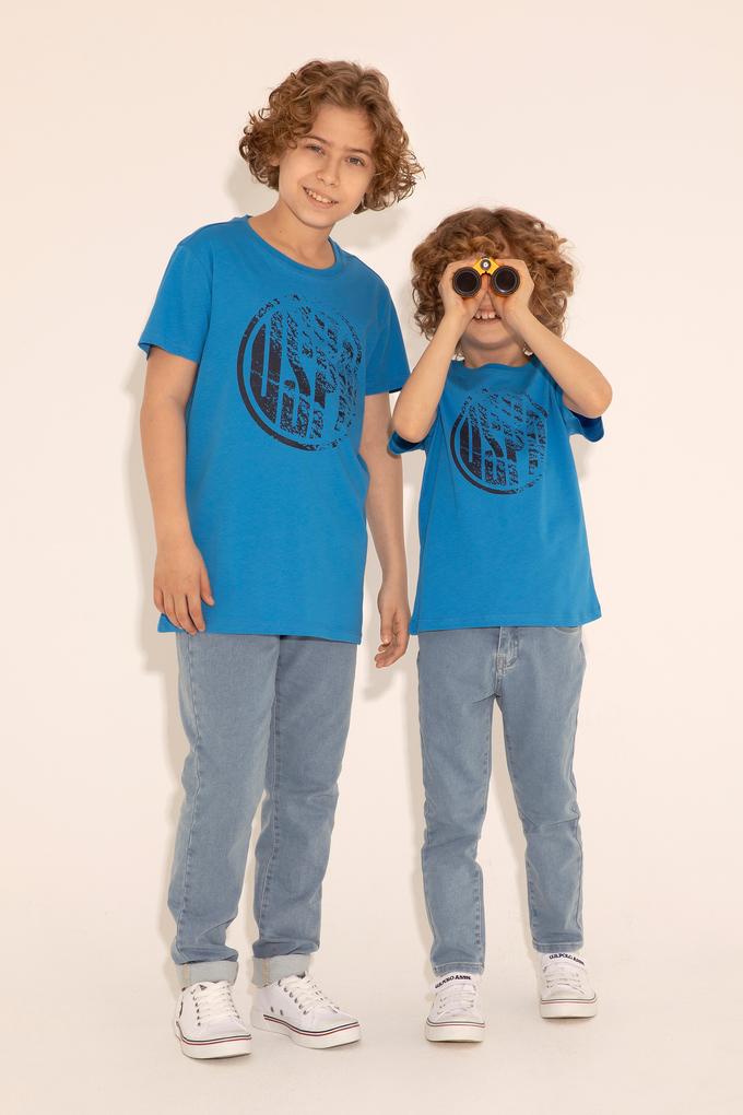 Erkek Çocuk Saks Basic Bisiklet Yaka Tişört