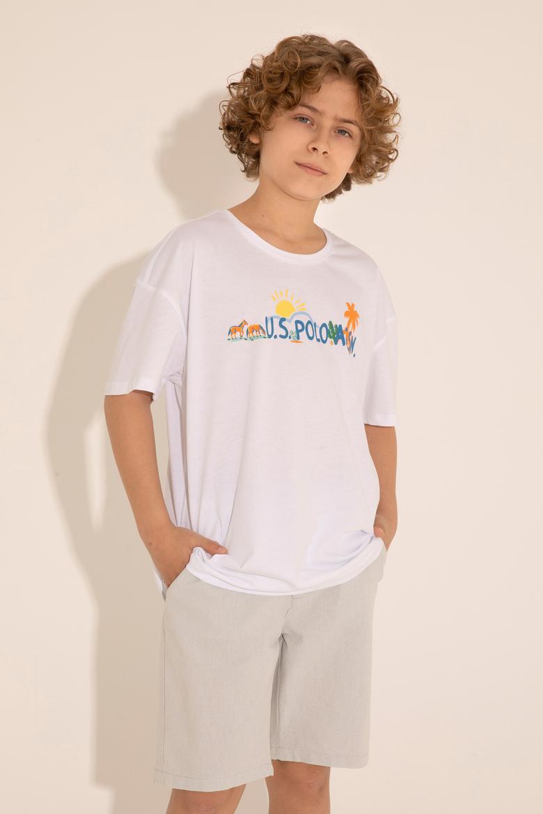 Erkek Çocuk Beyaz Bisiklet Yaka Tişört - 50288050015