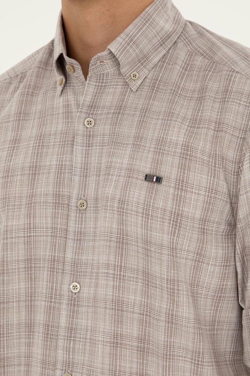 Erkek Haki Uzun Kollu Gömlek