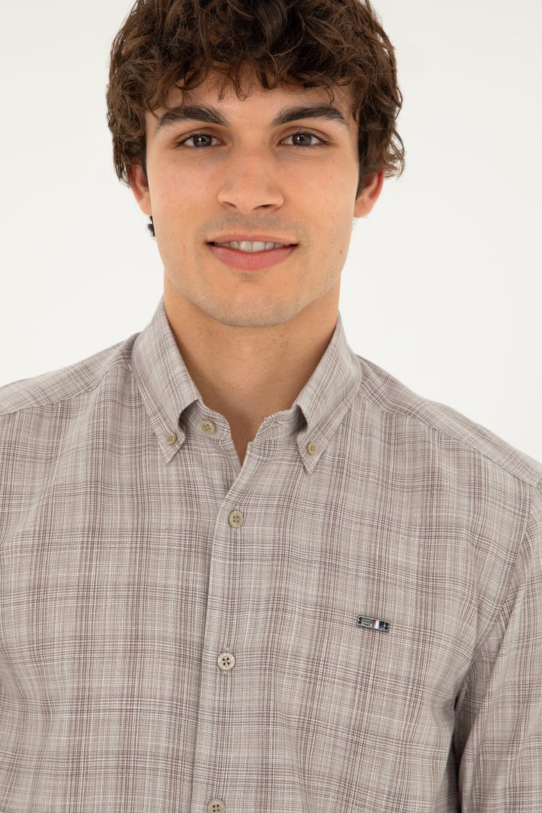 Erkek Haki Uzun Kollu Gömlek - 50282806014