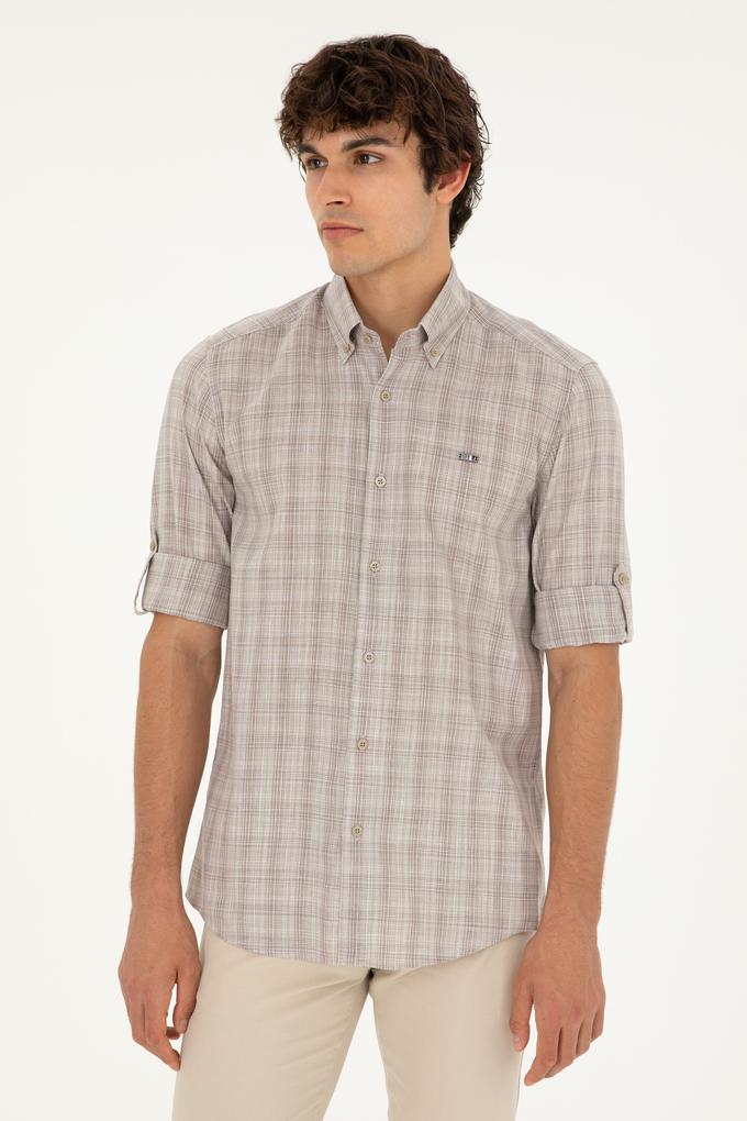 Erkek Haki Uzun Kollu Gömlek