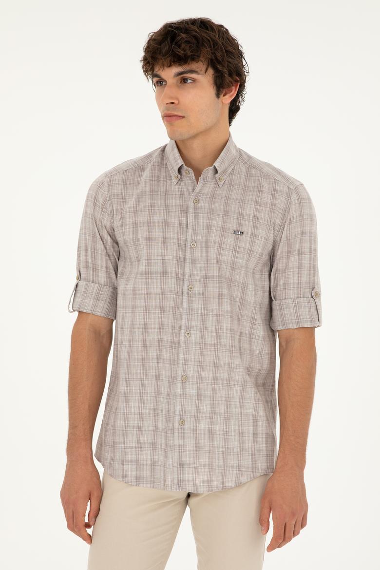 Erkek Haki Uzun Kollu Gömlek