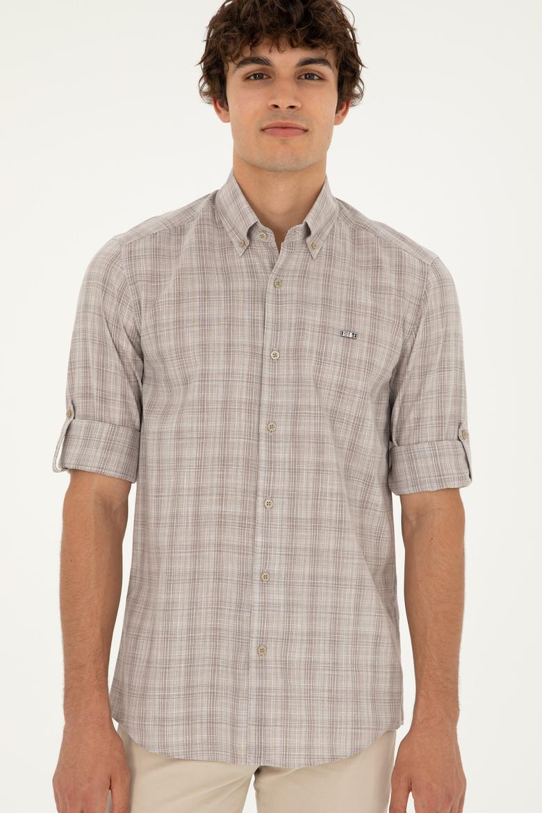 Erkek Haki Uzun Kollu Gömlek - 50282806014