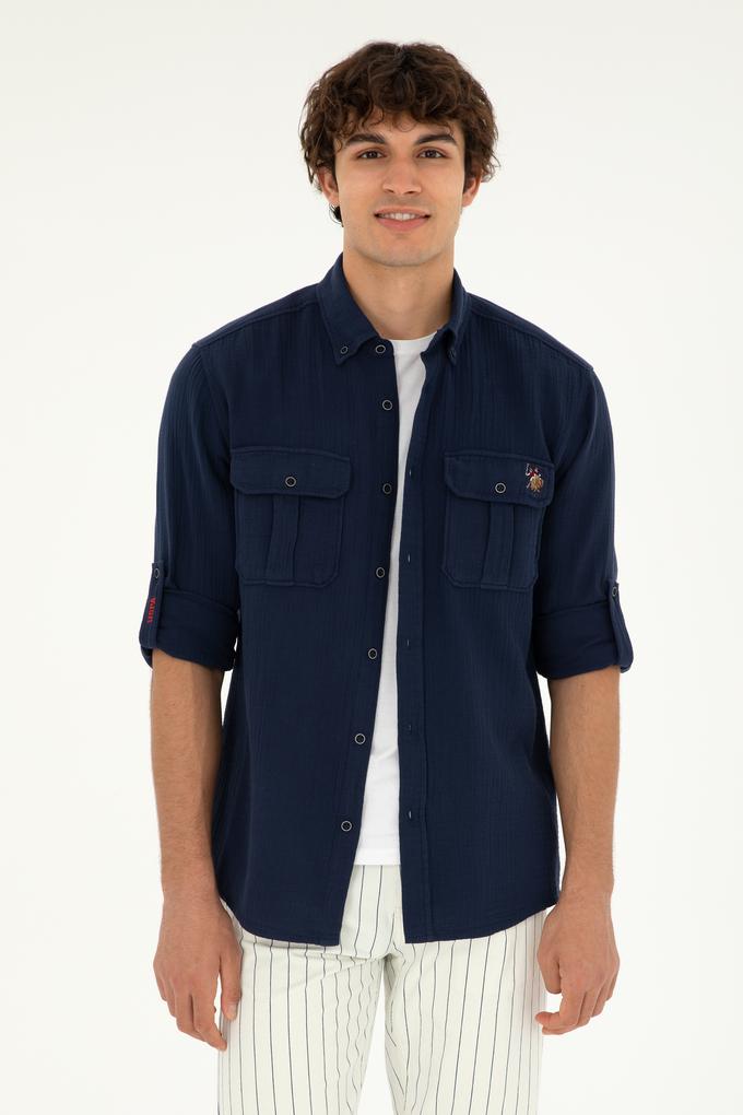 Erkek Lacivert Uzun Kollu Gömlek