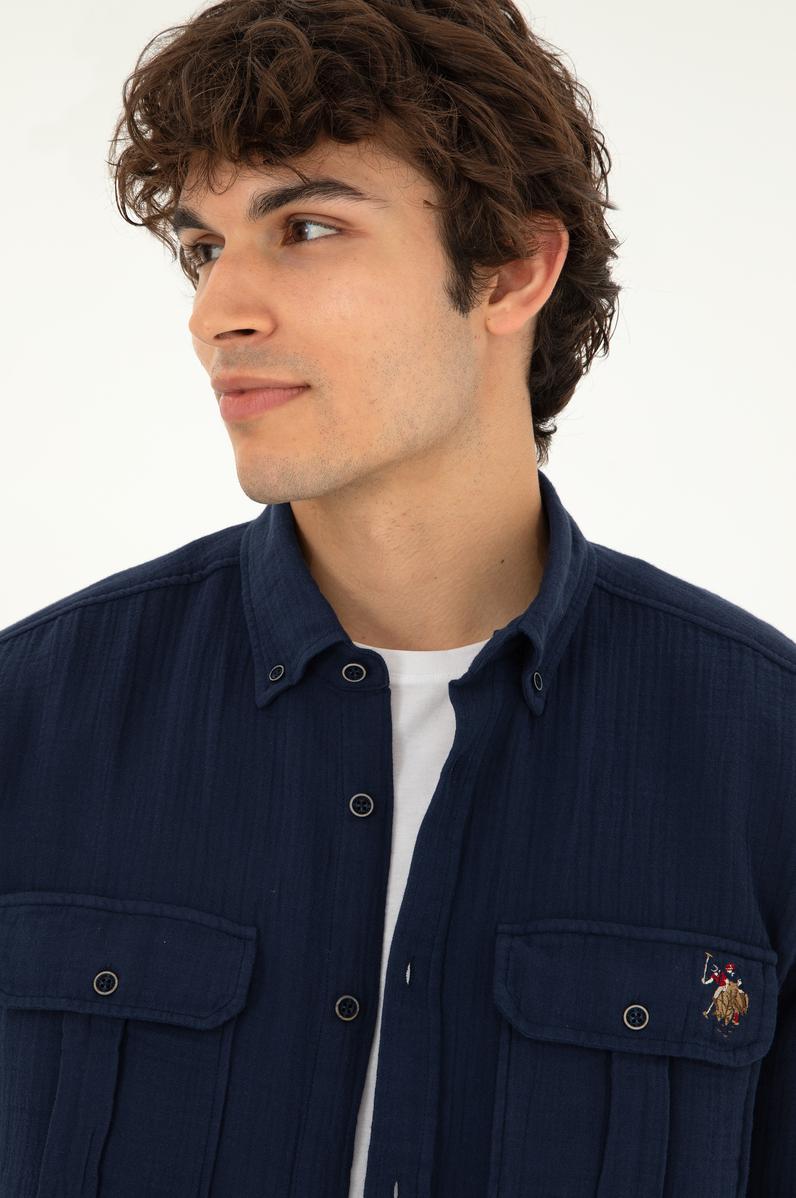 Erkek Lacivert Uzun Kollu Gömlek