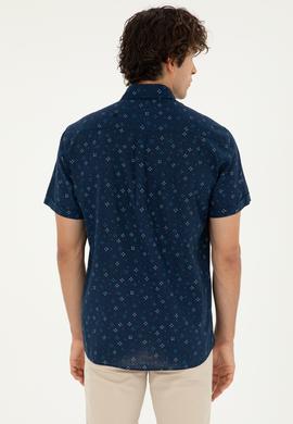 Erkek Lacivert Kısa Kollu Gömlek - 50283805016