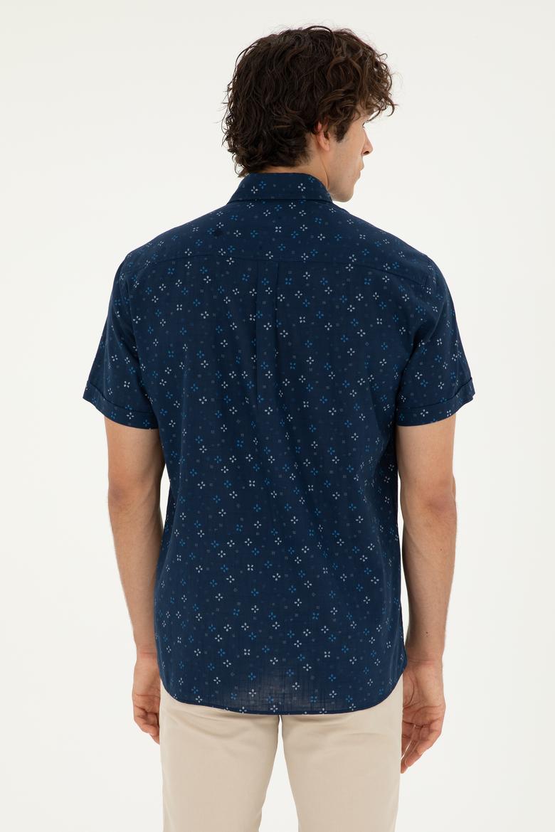 Erkek Lacivert Kısa Kollu Gömlek - 50283805016