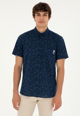 Erkek Lacivert Kısa Kollu Gömlek - 50283805016