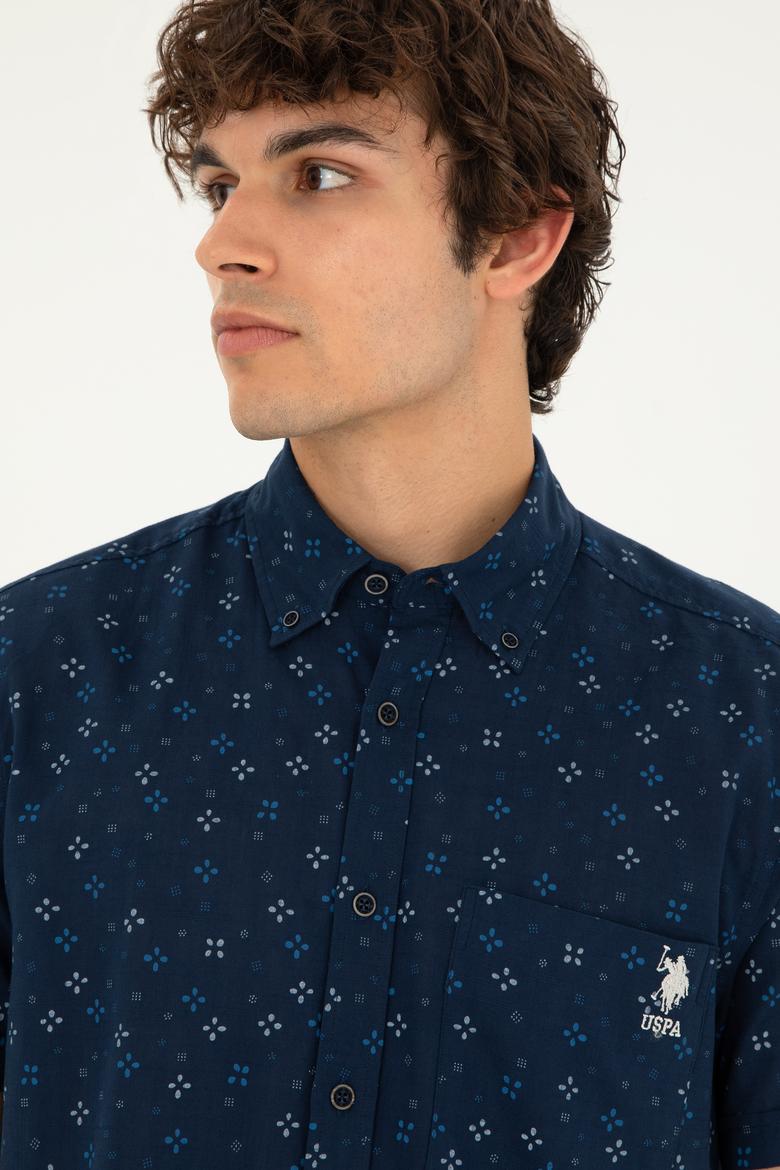 Erkek Lacivert Kısa Kollu Gömlek - 50283805016