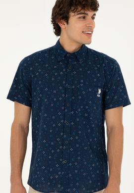 Erkek Lacivert Kısa Kollu Gömlek - 50283805016