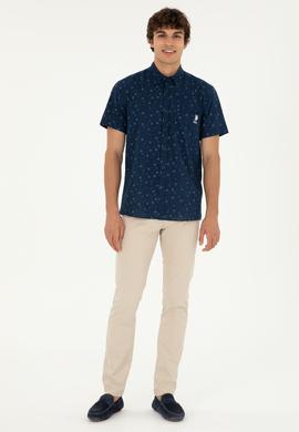 Erkek Lacivert Kısa Kollu Gömlek - 50283805016