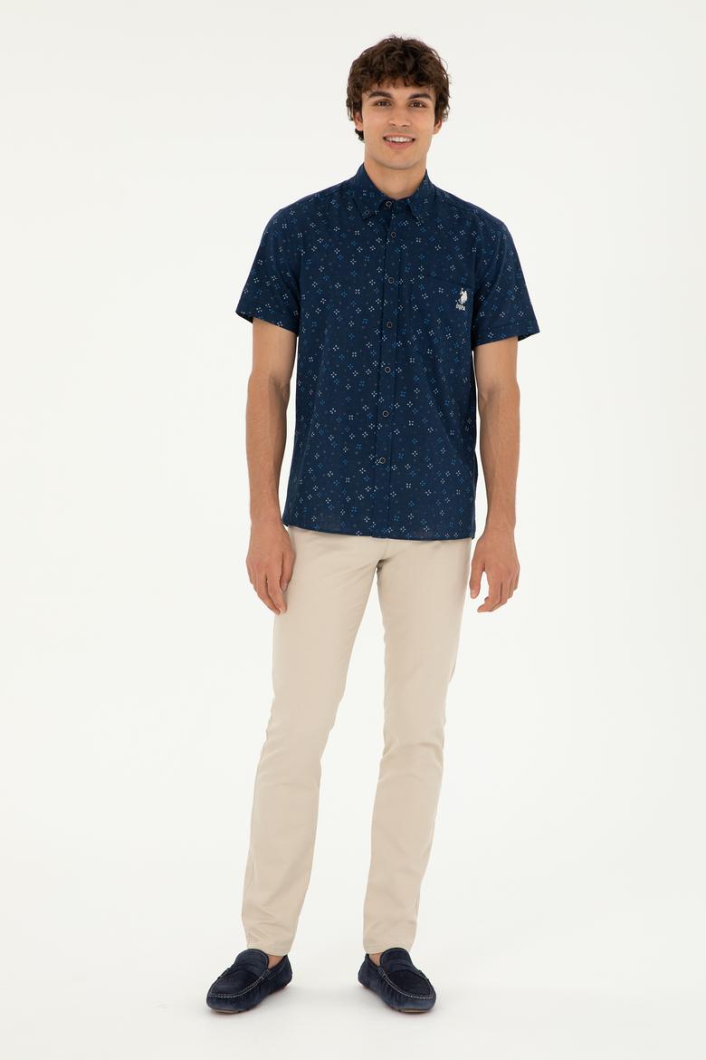 Erkek Lacivert Kısa Kollu Gömlek - 50283805016