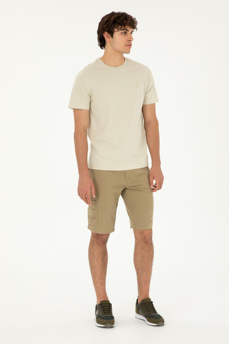 Erkek Koyu Haki Dokuma Şort