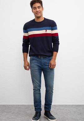 Erkek Lacivert Bisiklet Yaka Triko Kazak - 50212017004