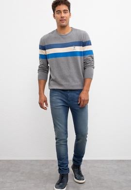 Erkek Gri Melanj Bisiklet Yaka Triko Kazak - 50212017016