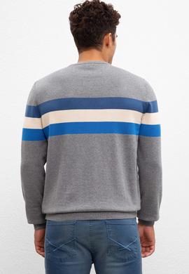 Erkek Gri Melanj Bisiklet Yaka Triko Kazak - 50212017016