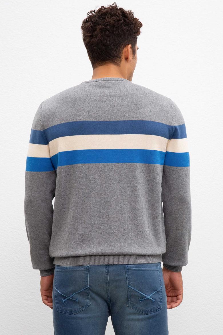 Erkek Gri Melanj Bisiklet Yaka Triko Kazak - 50212017016