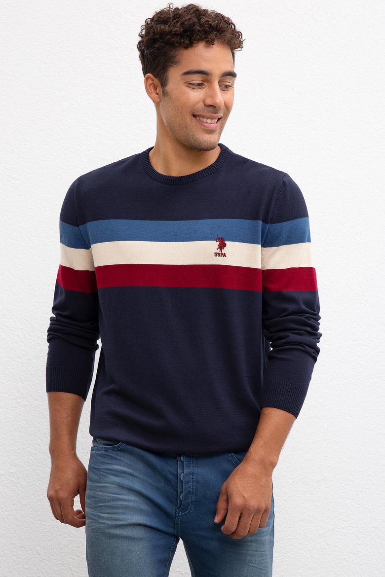 Erkek Lacivert Bisiklet Yaka Triko Kazak - 50212017004