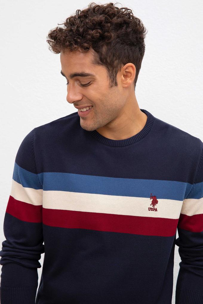 Erkek Lacivert Bisiklet Yaka Triko Kazak