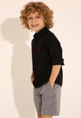 Erkek Çocuk Siyah Uzun Kollu Basic Gömlek - 50288715023