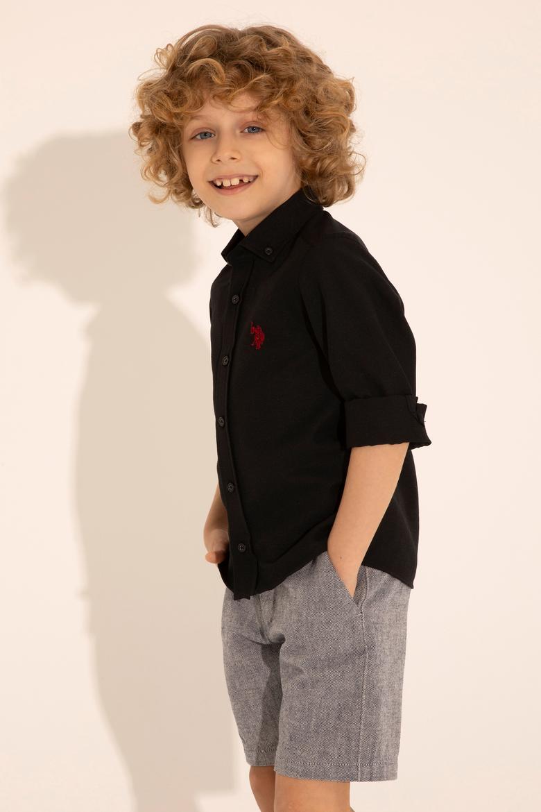 Erkek Çocuk Siyah Uzun Kollu Basic Gömlek - 50288715023