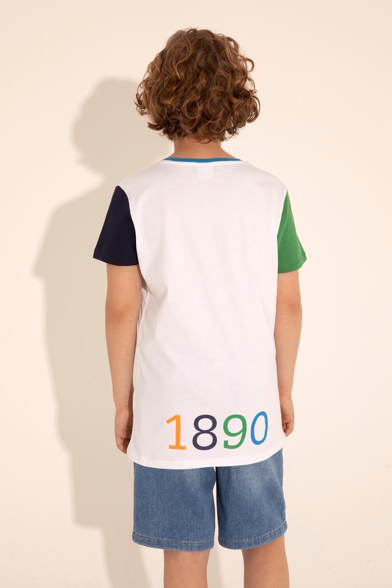 Erkek Çocuk Beyaz Bisiklet Yaka Tişört - 50284824025