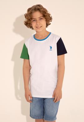 Erkek Çocuk Beyaz Bisiklet Yaka Tişört - 50284824025