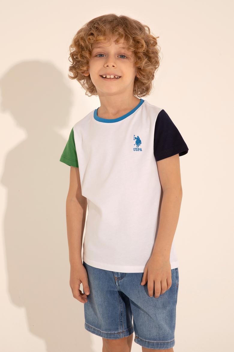 Erkek Çocuk Beyaz Bisiklet Yaka Tişört - 50284824025