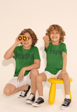 Erkek Çocuk Yeşil Basic Bisiklet Yaka Tişört - 50284813033