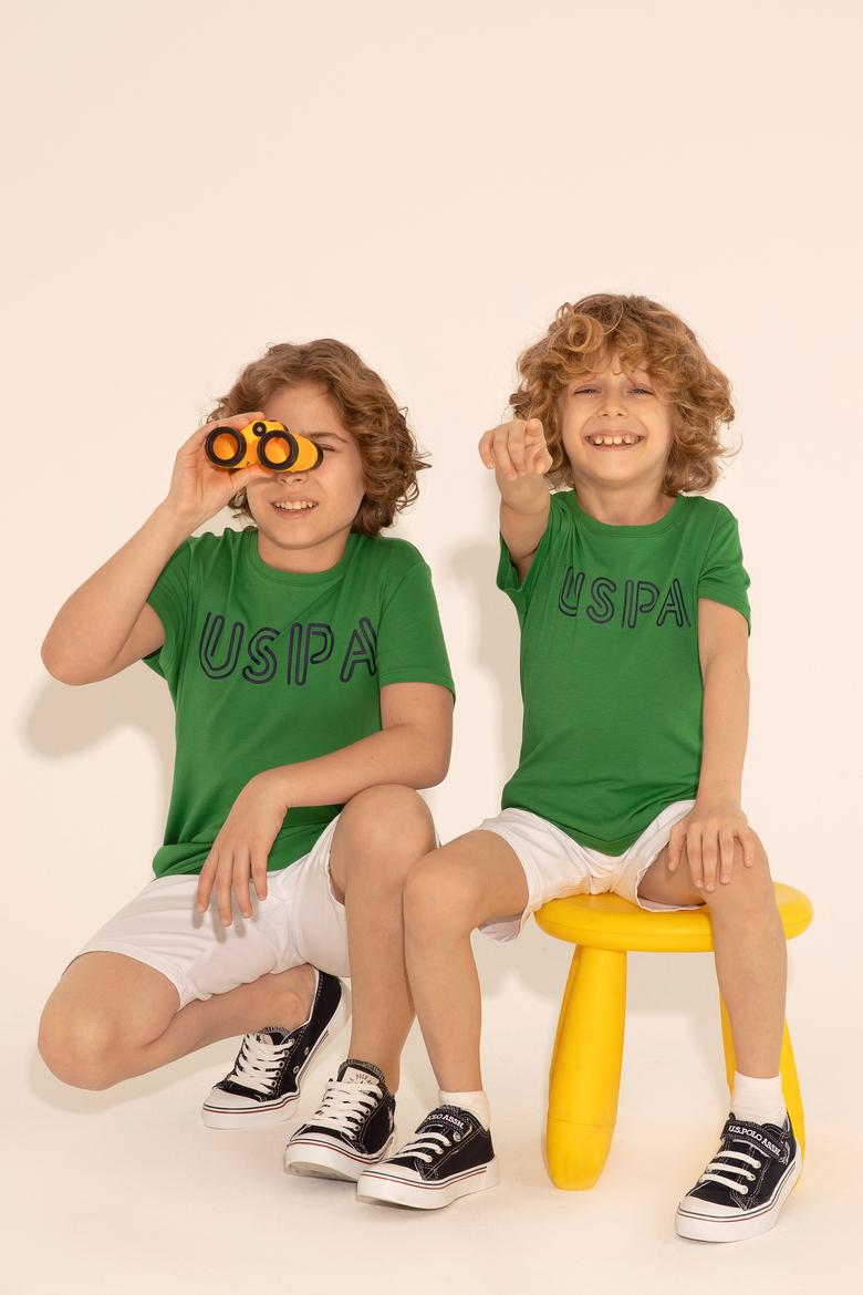 Erkek Çocuk Yeşil Basic Bisiklet Yaka Tişört - 50284813033