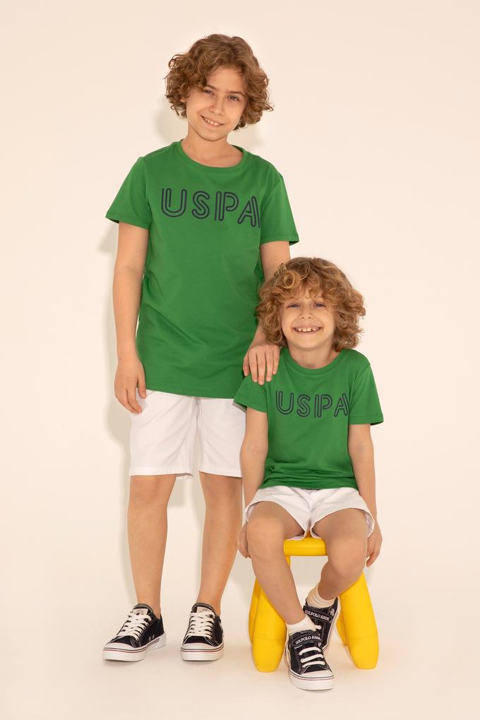 Erkek Çocuk Yeşil Basic Bisiklet Yaka Tişört